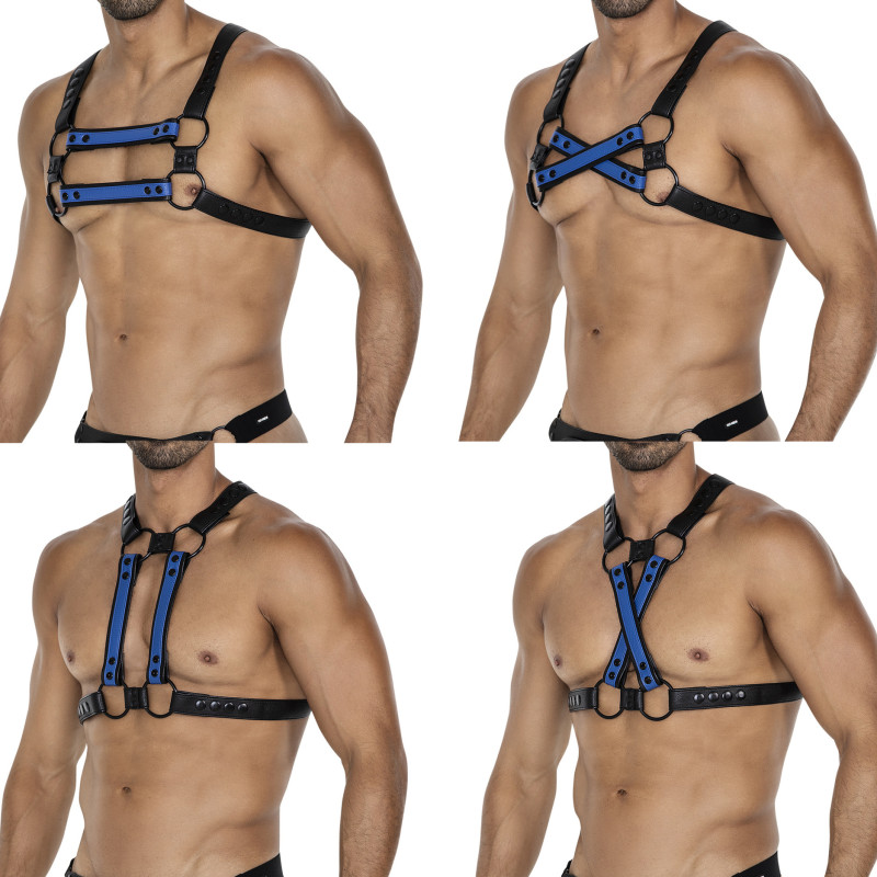 CUT4MEN Harnais 4Way Noir-Bleu
